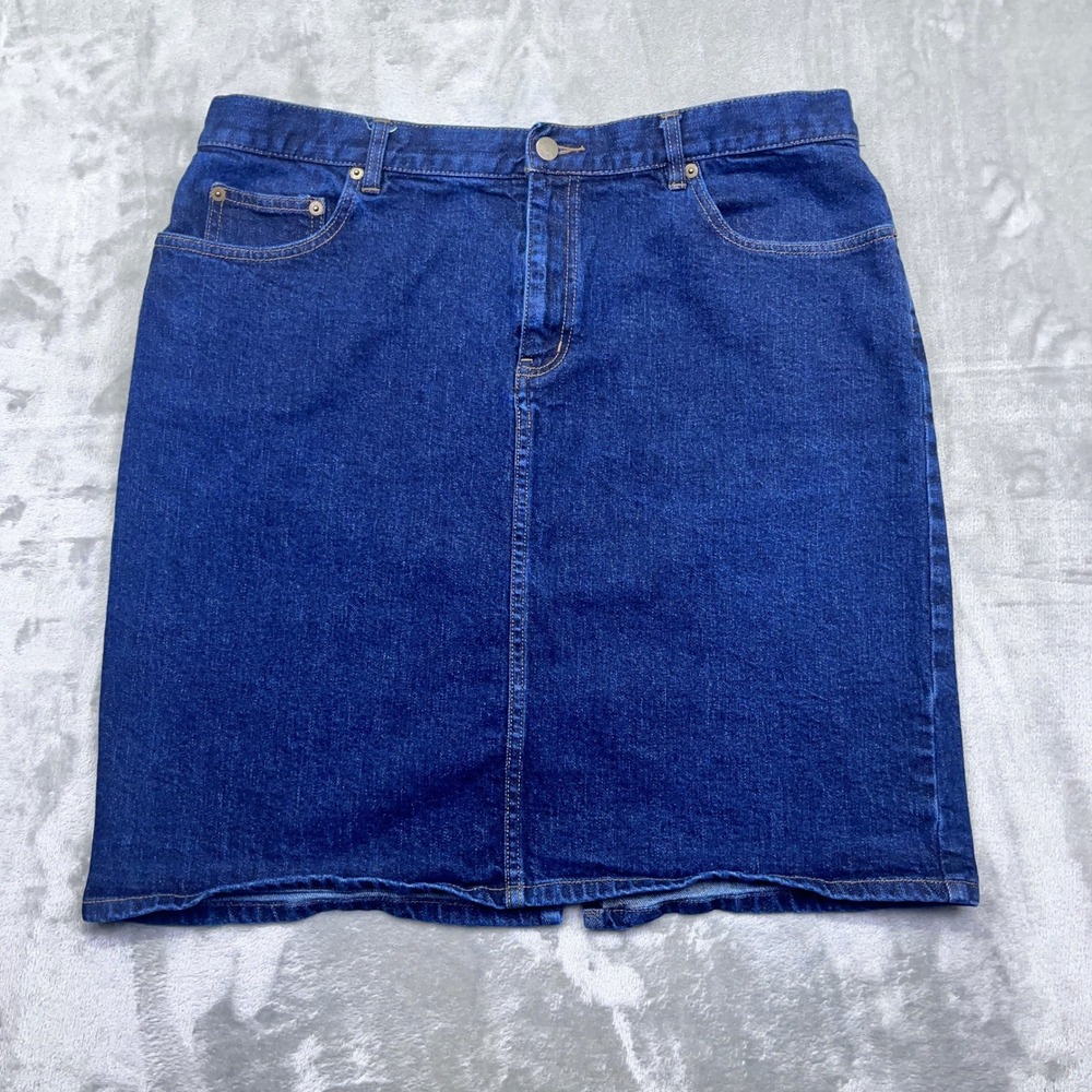 LRL Lauren Jeans Co. Denim Skirt Size 16 Fits 36" Dark Wash Classic Casual